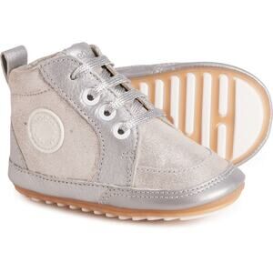Robeez Toddler Girls Silver Leather Migo Mini‎ Me Sneakers Size 6/9 Months NEW